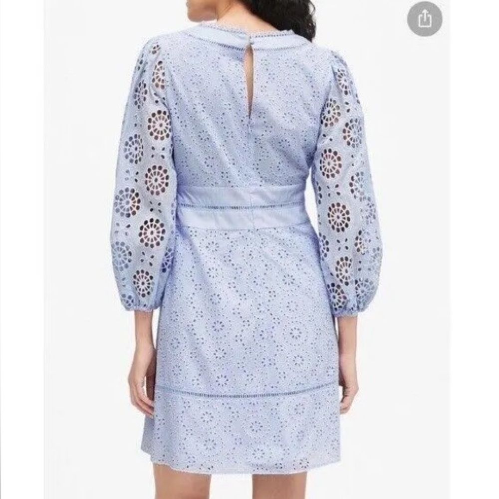 Banana Republic Light Blue Eyelet Long Sleeve Dress - Picture 2 of 13